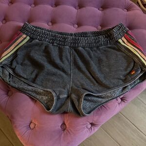 Aviator Nation Charcoal Shorts with Rainbow Stripes